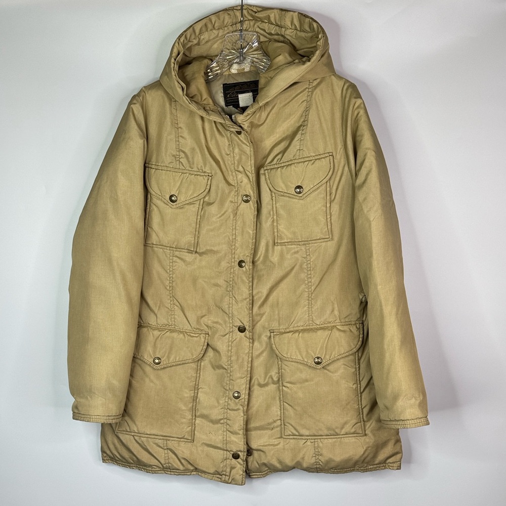 Vintage Eddie Bauer Tan Cargo Puffer Jacket Size Large